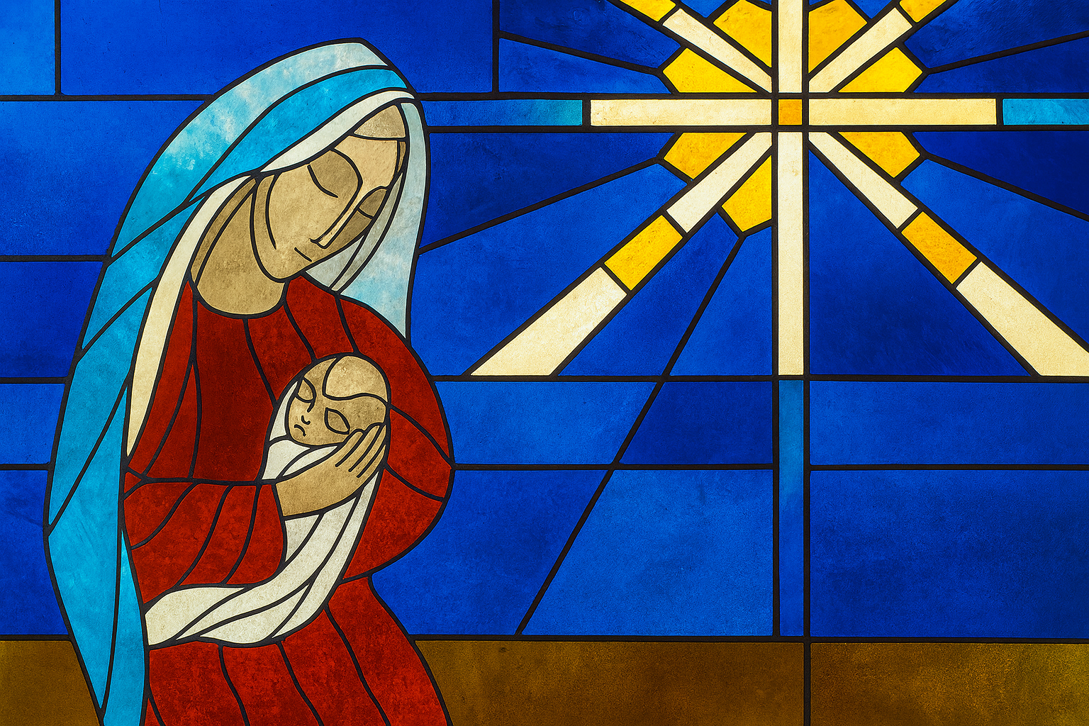 Stained glass depicting Mary